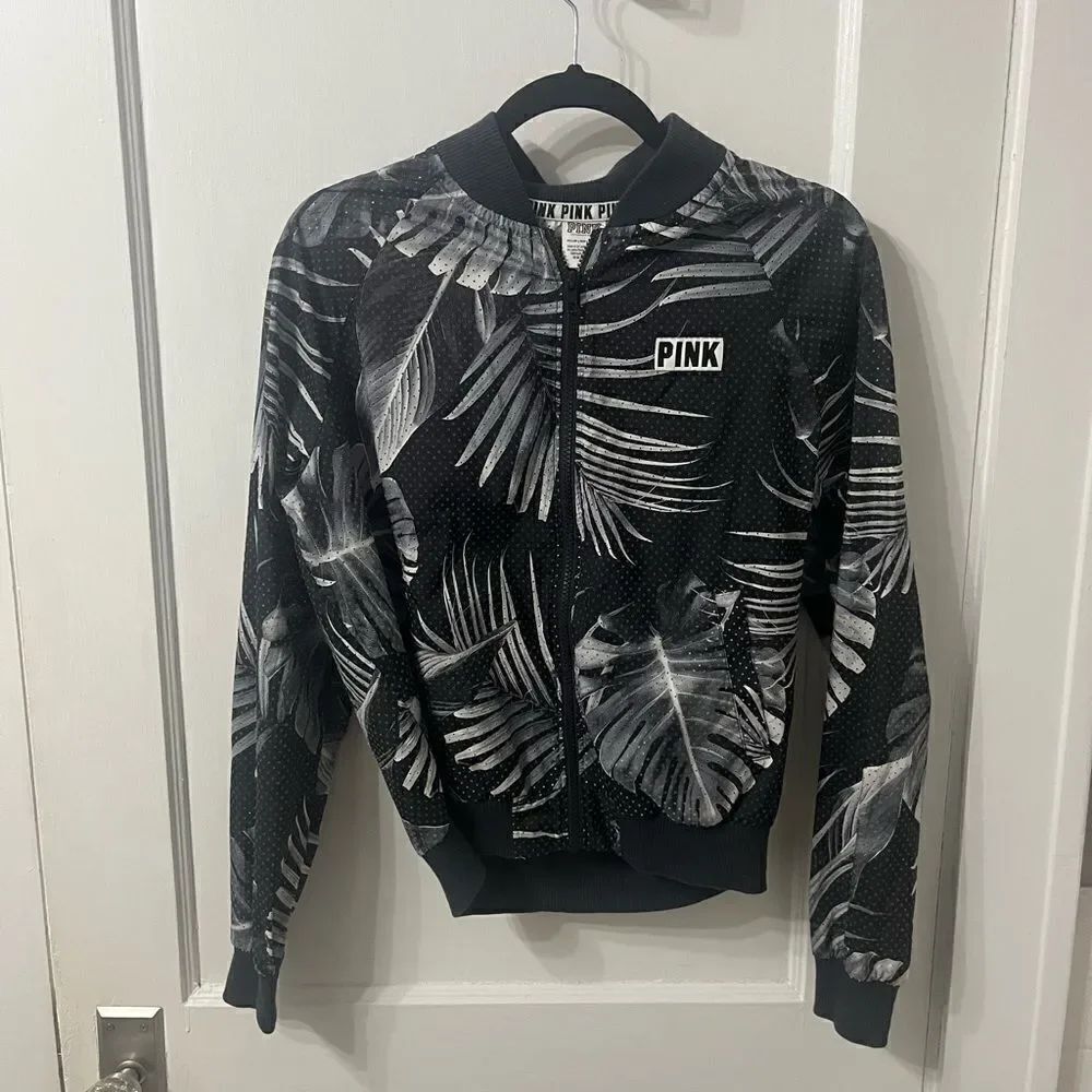 PINK Black and White palm Print Jacket